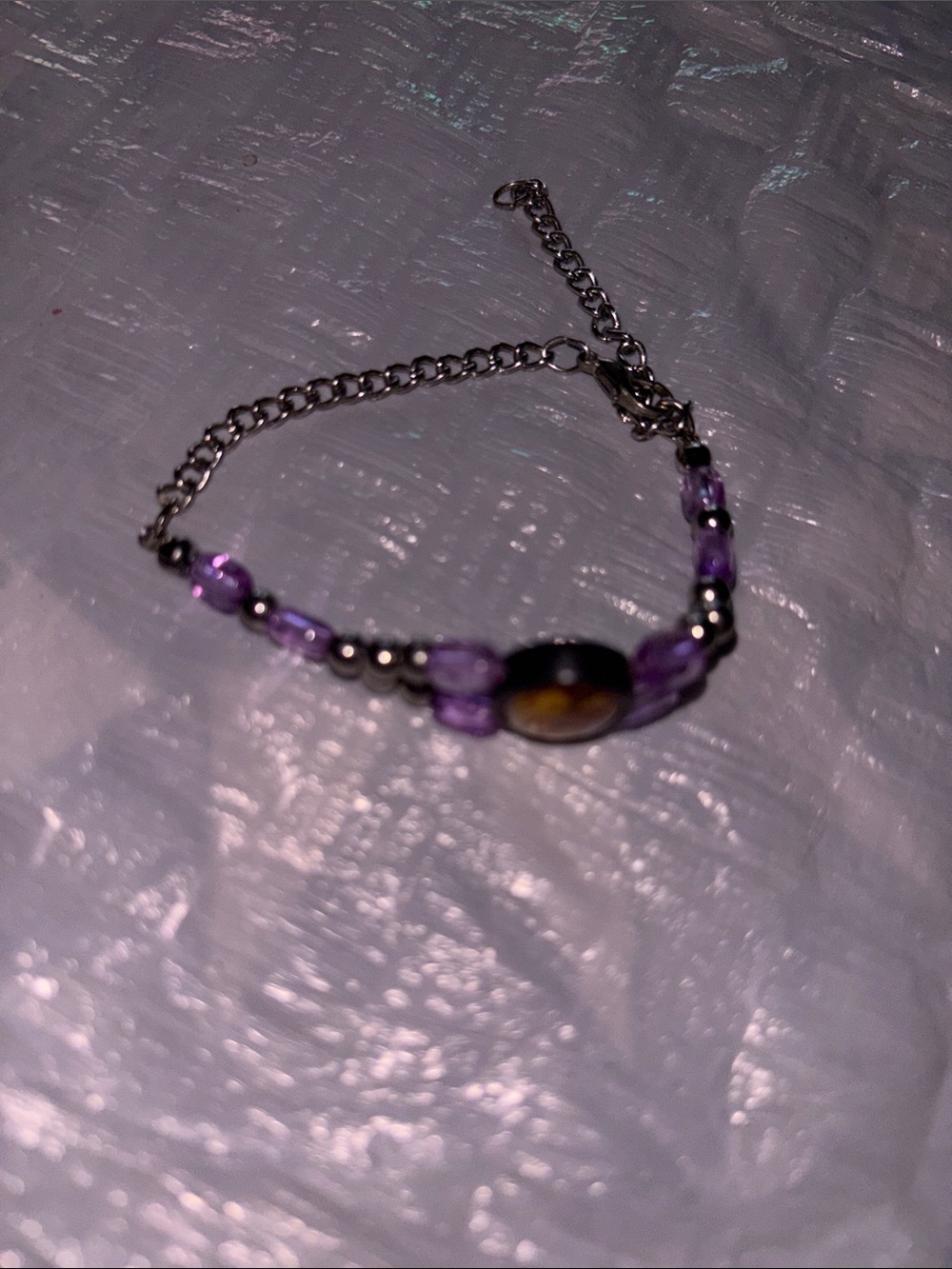 Kids Purple Beaded Bracelet with Silver Accents